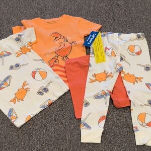 Carter's Orange and White Crab Pajama Set